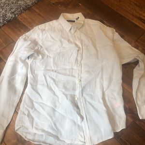 Theory linen cream dress shirt size small
